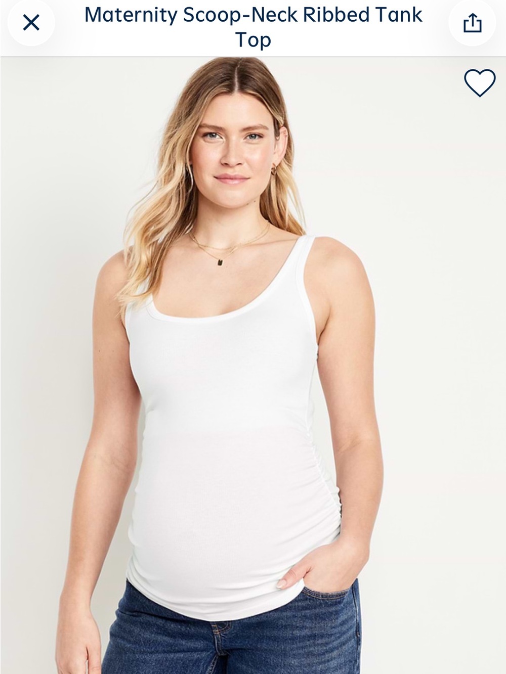 Old Navy Maternity White Scoop-Neck Ribbed Tank Sz S